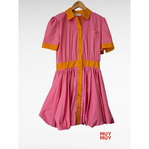 MUY MUY Fancy Collection Pink Orange Button Cottagecore Babydoll Dress